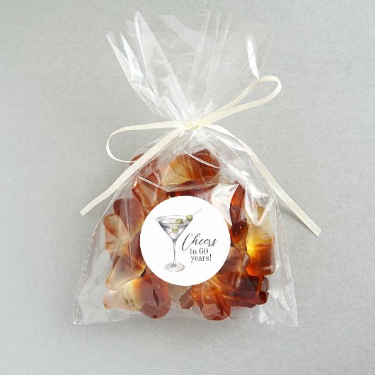 60周年マルティーニカクテル誕生日パーティーおめでとう ラウンドシール