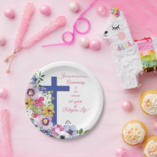 60周年修道院、宗教生活クロス ペーパープレート (パーティー)