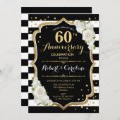 60周年招待状 - 白黒ゴールド 招待状 (正面/裏面)