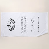 60周年白結婚黒リース ビーチタオル (正面)