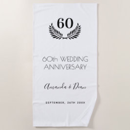 60周年白結婚黒リース ビーチタオル