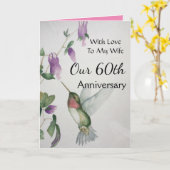60周年私の妻ハミングバかわいらしード カード (黄色い花)
