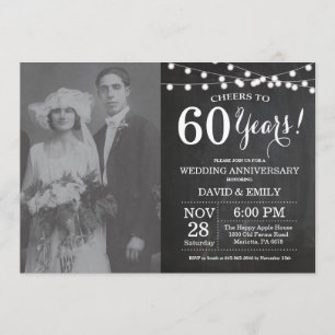 60周年結婚のChalkboard写真 招待状