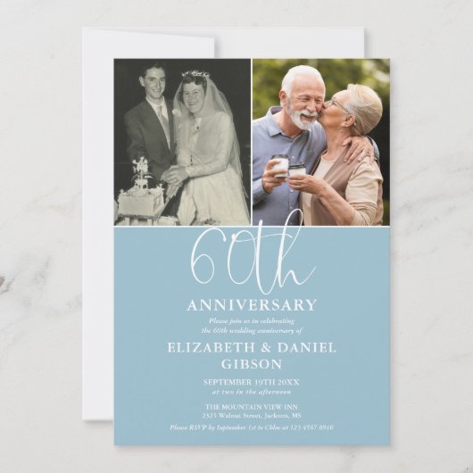 60周年結婚を迎えた今の写真2枚 招待状 (正面)