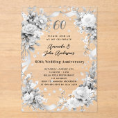 60周年結婚ダイヤモンド花模様澄ん アクリル招待状 (正面)