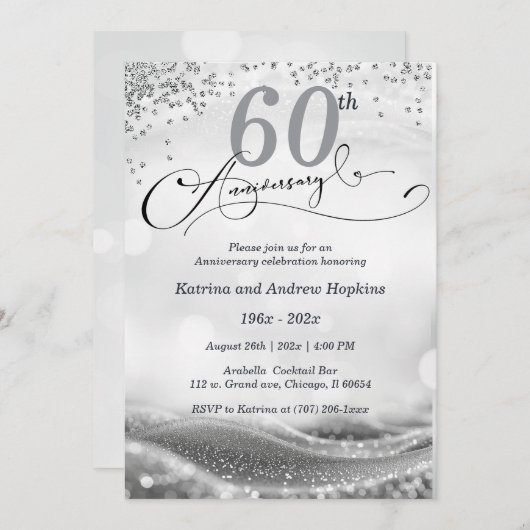 60周年結婚印刷可エレガント能 招待状 (正面/裏面)