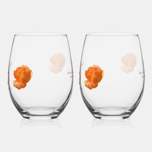 60周年結婚桃のカスタマイズバラ贈り物 ステムなしワイングラス (左)