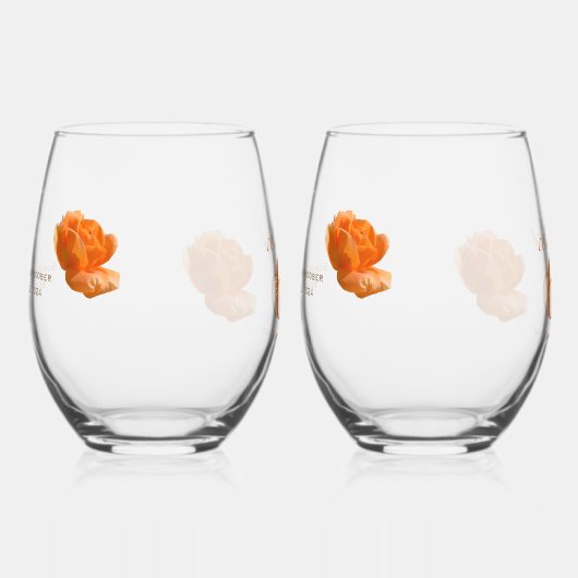 60周年結婚桃のカスタマイズバラ贈り物 ステムなしワイングラス (右)