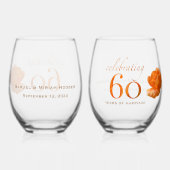 60周年結婚桃のカスタマイズバラ贈り物 ステムなしワイングラス (裏面)