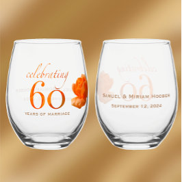 60周年結婚桃のカスタマイズバラ贈り物 ステムなしワイングラス