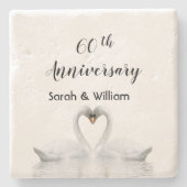 60周年結婚白鳥のカップル名 ストーンコースター (正面)