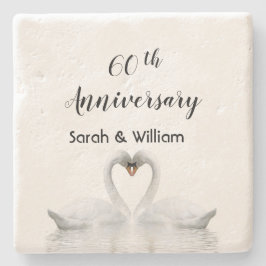 60周年結婚白鳥のカップル名 ストーンコースター