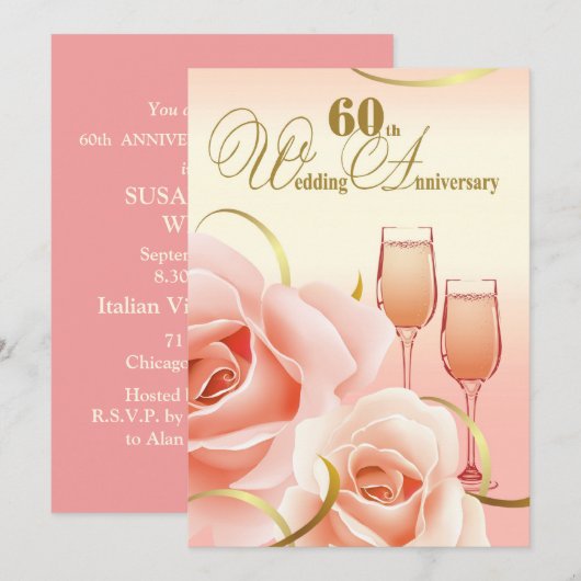 60周年結婚記念パーティー招待状 招待状 (正面/裏面)
