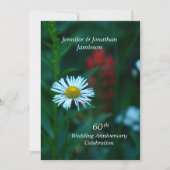 60周年結婚記念パーティー招待 白いデイジー 招待状 (正面)