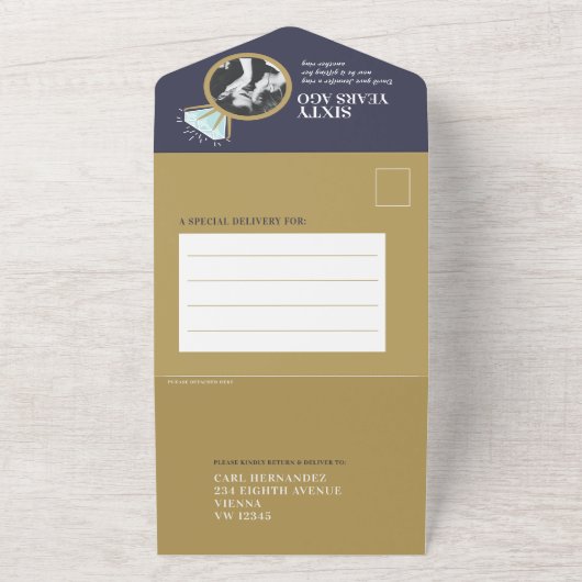 60周年結婚記念パーティー ダイヤモンドリング オールインワン招待状 (外側)