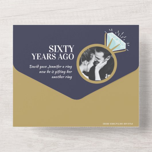 60周年結婚記念パーティー ダイヤモンドリング オールインワン招待状 (裏面)