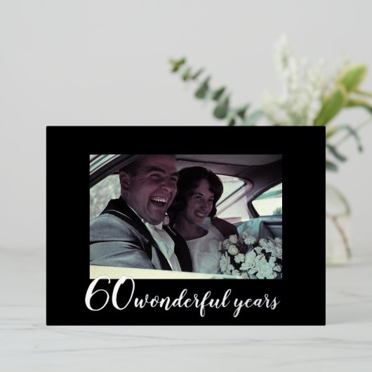 60周年結婚記念写真カスタム 箔招待状 (立ち正面)