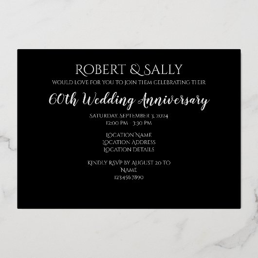 60周年結婚記念写真カスタム 箔招待状 (裏面)