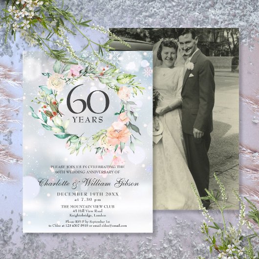 60周年結婚記念写真 冬の花 招待状