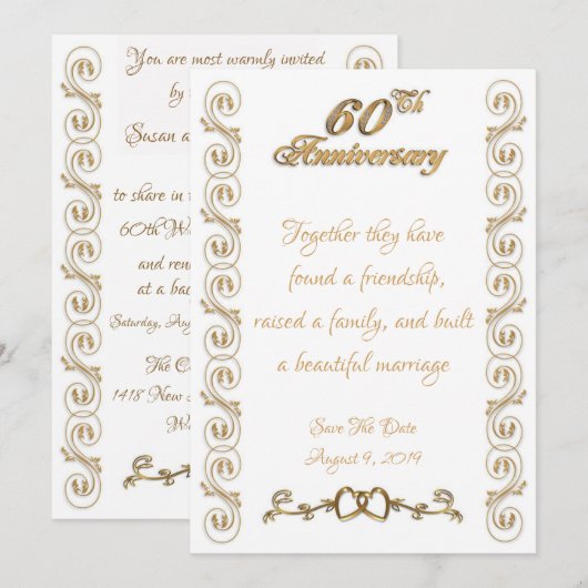 60周年結婚記念日お祝い 招待状 (正面/裏面)
