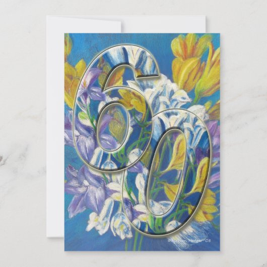 60周年結婚記念日のご招待 フリージア 招待状 (正面)