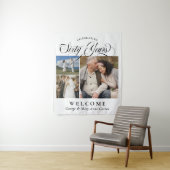 60周年結婚記念日のウェルカムボード 3枚の写真付き タペストリー (インサイチュ)