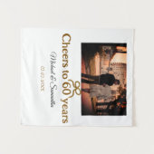 60周年結婚記念日のゴールドの弓の祝賀 タペストリー (正面(横))