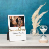 60周年結婚記念日のゴールドの弓の祝賀 フォトプラーク (側面)