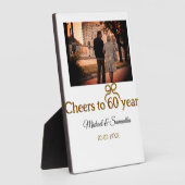 60周年結婚記念日のゴールドの弓の祝賀 フォトプラーク (側面)