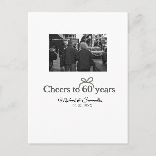 60周年結婚記念日のゴールドの弓の祝賀 ポストカード (正面)