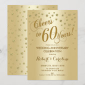 60周年結婚記念日のゴールド招待状 招待状 (正面/裏面)