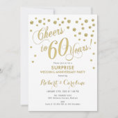 60周年結婚記念日のサプライズ - 白と金 招待状 (正面)