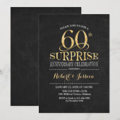 60周年結婚記念日のサプライズ 黒板ゴールド 招待状 (正面/裏面)