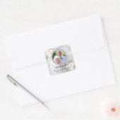 60周年結婚記念日のシルバー写真 フローラルレース スクエアシール (封筒)