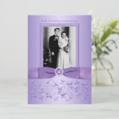 60周年結婚記念日のライラックの花の招待状 招待状 (スタンド正面)