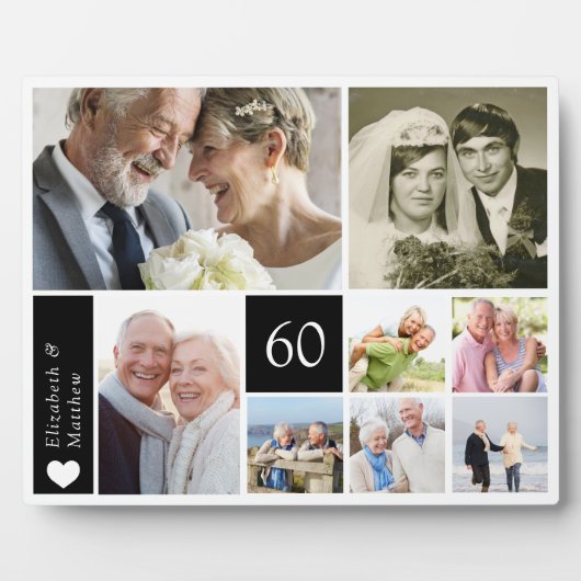 60周年結婚記念日の写真コラージュ フォトプラーク (正面)