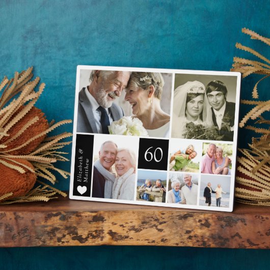 60周年結婚記念日の写真コラージュ フォトプラーク (側面)