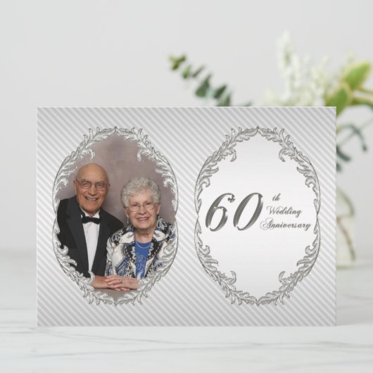 60周年結婚記念日の写真招待カード 招待状 (スタンド正面)
