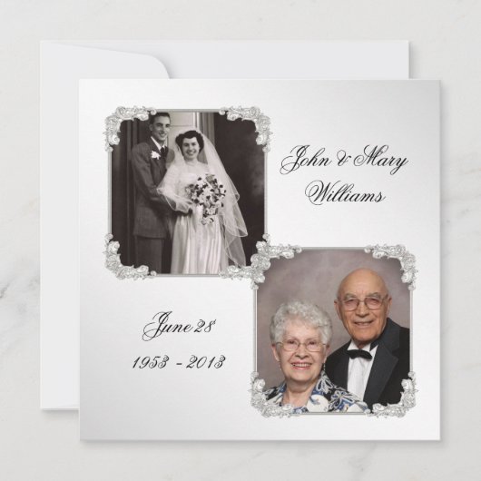 60周年結婚記念日の写真招待状カード 招待状 (正面)