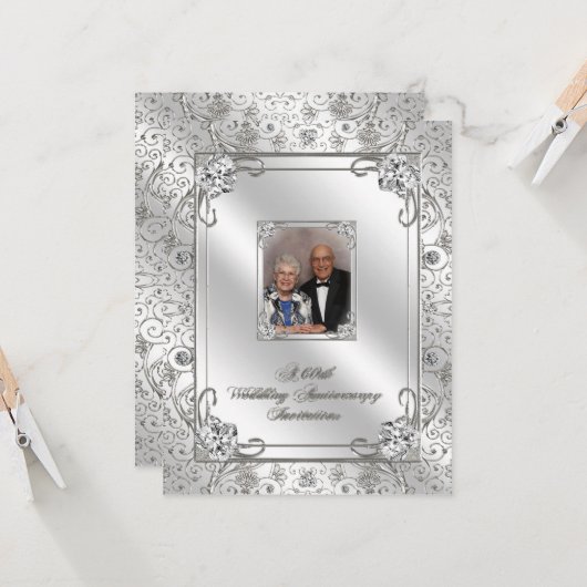 60周年結婚記念日の写真招待状カード 招待状 (正面/裏面インサイチュ)