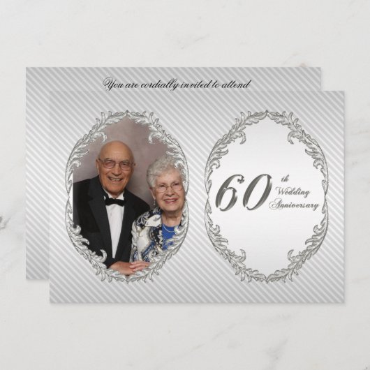 60周年結婚記念日の写真招待状カード 招待状 (正面/裏面)