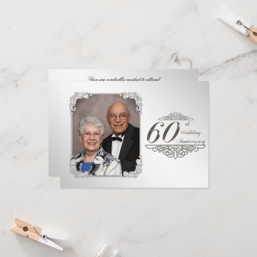 60周年結婚記念日の写真招待状カード 招待状 (正面/裏面インサイチュ)
