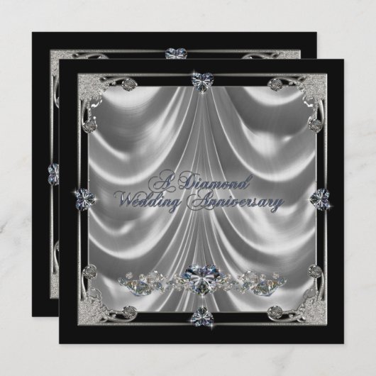 60周年結婚記念日の招待状カード 招待状 (正面/裏面)