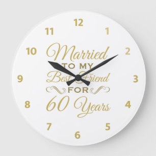 60周年結婚記念日の親友 ラージ壁時計