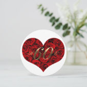 60周年結婚記念日の赤いバラのハートエレガント 招待状 (スタンド正面)