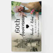 60周年結婚記念日オーダーメイド2枚写真コラージュ 横断幕 (縦)