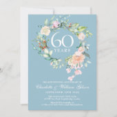 60周年結婚記念日カントリーローズの花 招待状 (正面)