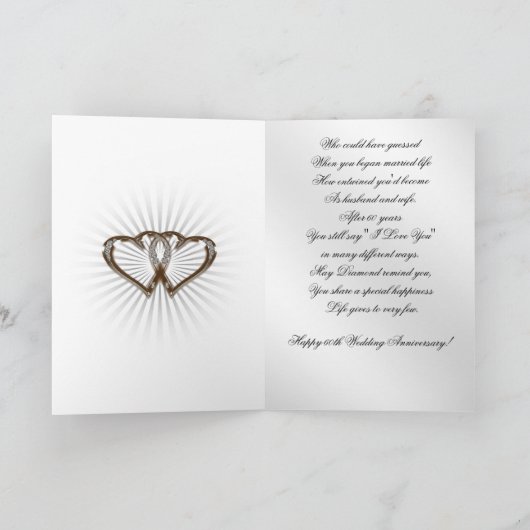 60周年結婚記念日グリーティングカード カード (内部)