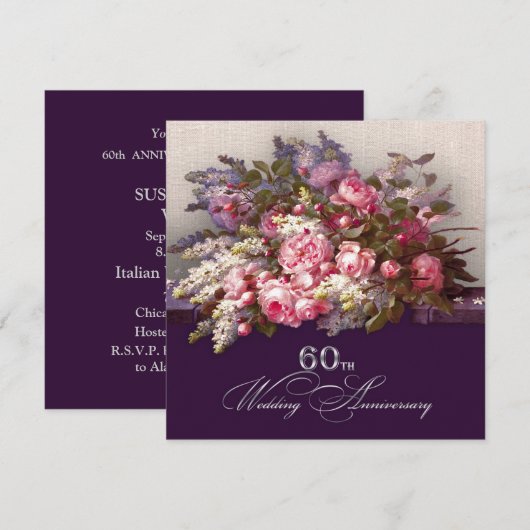 60周年結婚記念日パーティー招待状 招待状 (正面/裏面)