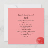 60周年結婚記念日パーティー コーラルピンクのバラ 招待状 (裏面)